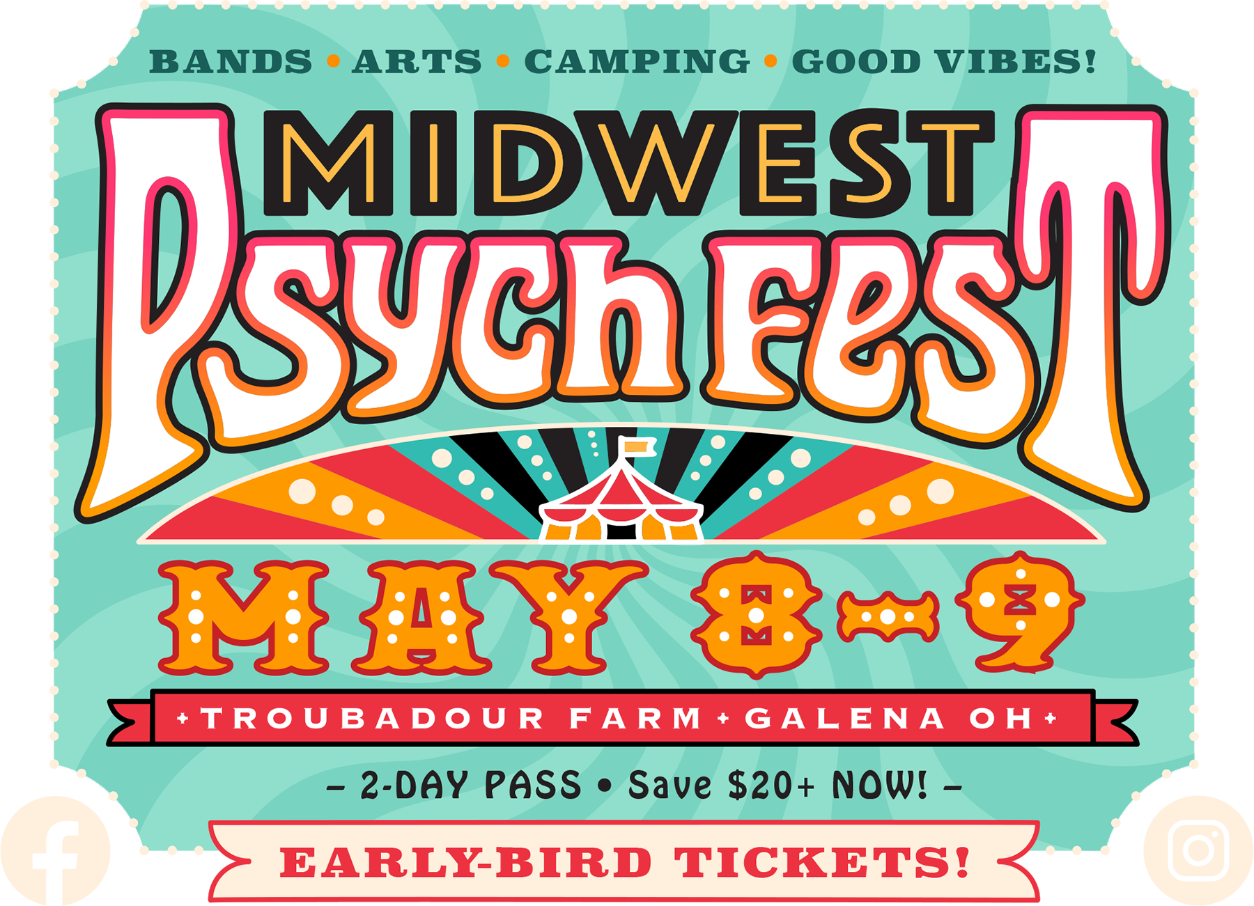 Midwest Psych Fest May 8-9 Troubador Farms Galena OH 2 day pass save 20 now
